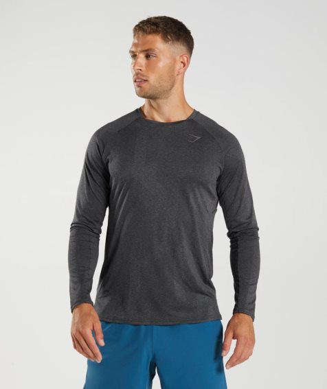 Men's Gymshark Apex Long Sleeve T-Shirts Black | CA 8D05A3